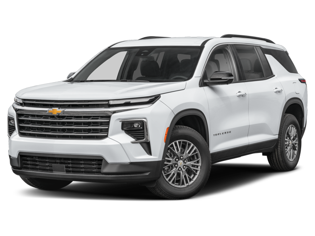 White 2025 Chevy Traverse angled left