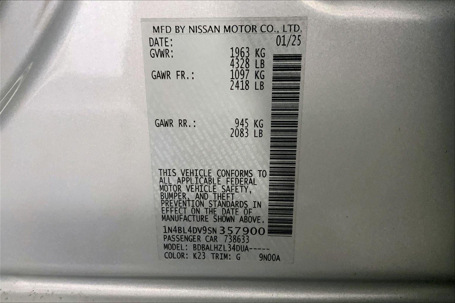 2025 Nissan Altima SV FWD