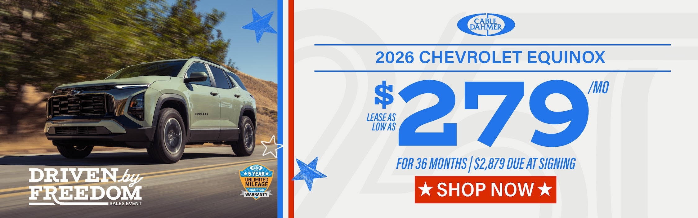 Lease as low as $279/mo for 36 months with $2,879 due at sig