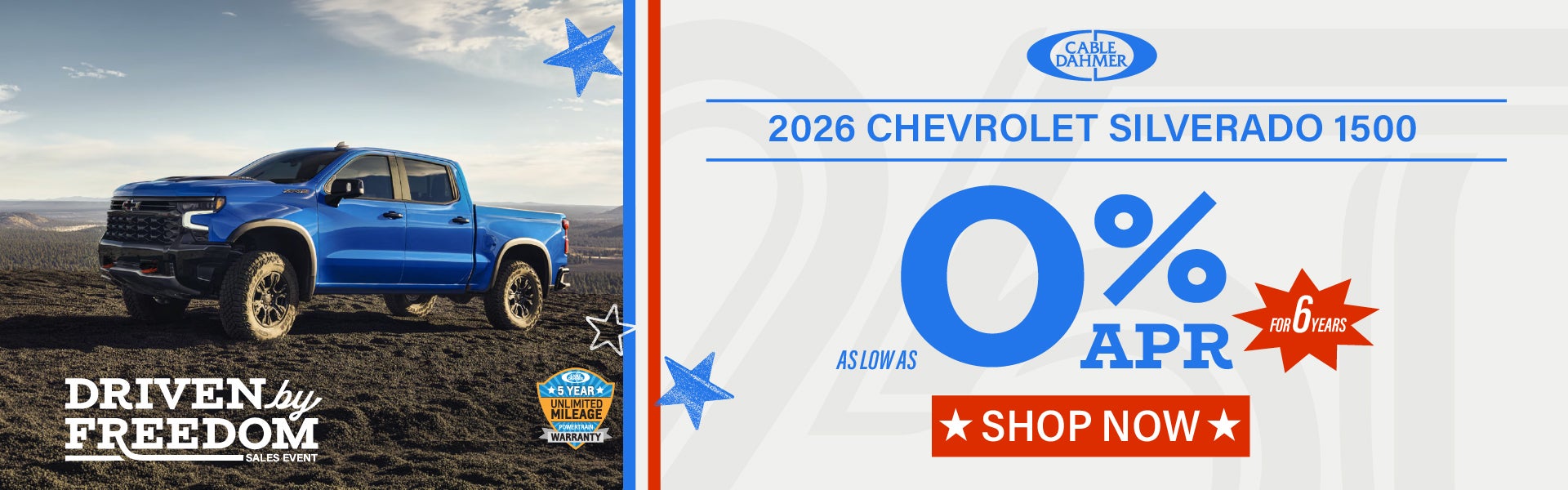 2026 Silverado 1500 as low as 0% APR for 6 years