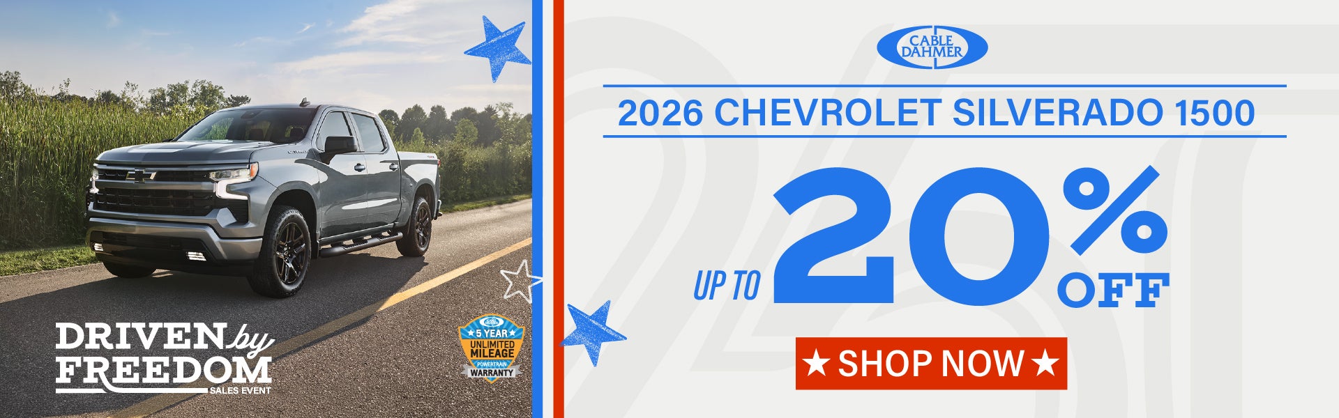 2026 Silverado 1500 up to 20% off MSRP
